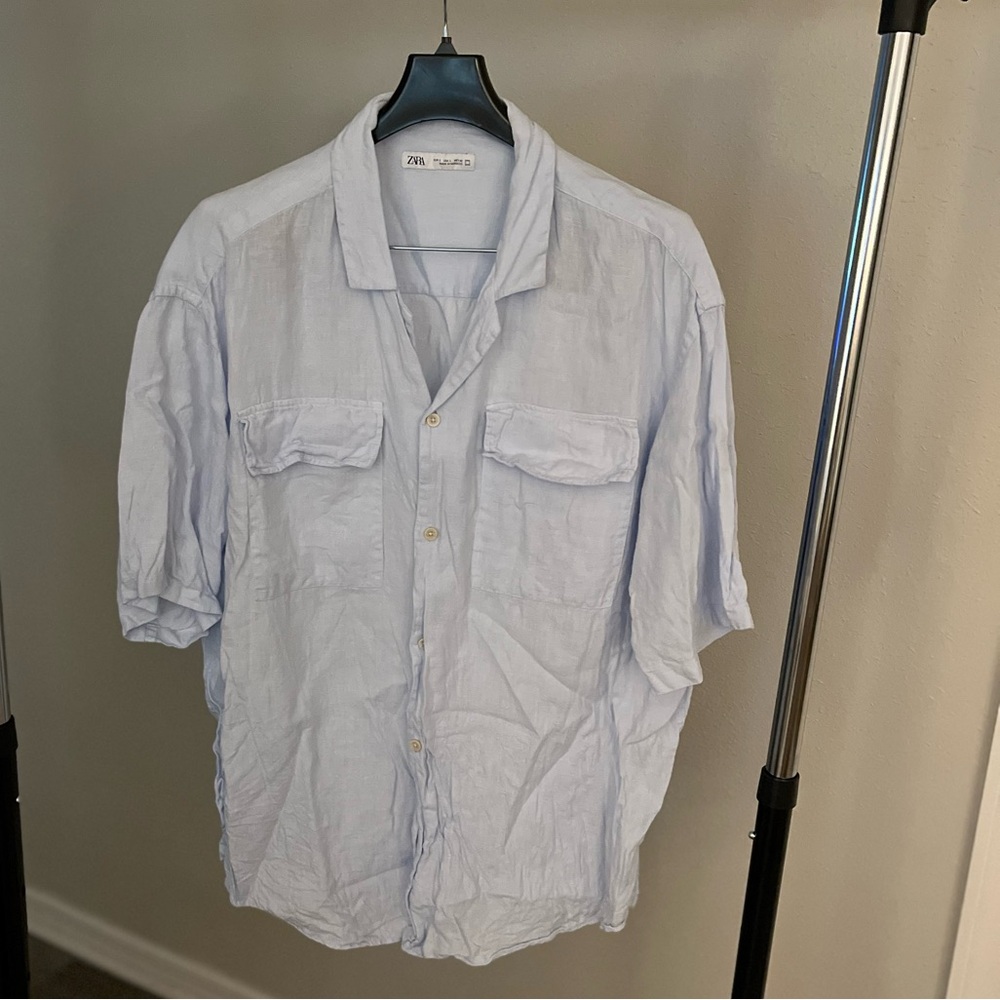 Zara Light Blue Casual Button Down Shirt
